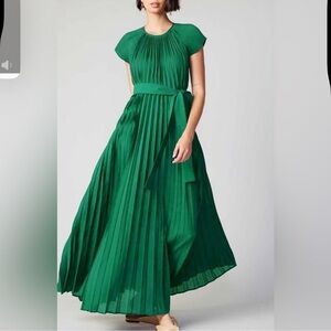 Current Air Green Pleated Maxi Sundress for Weddings